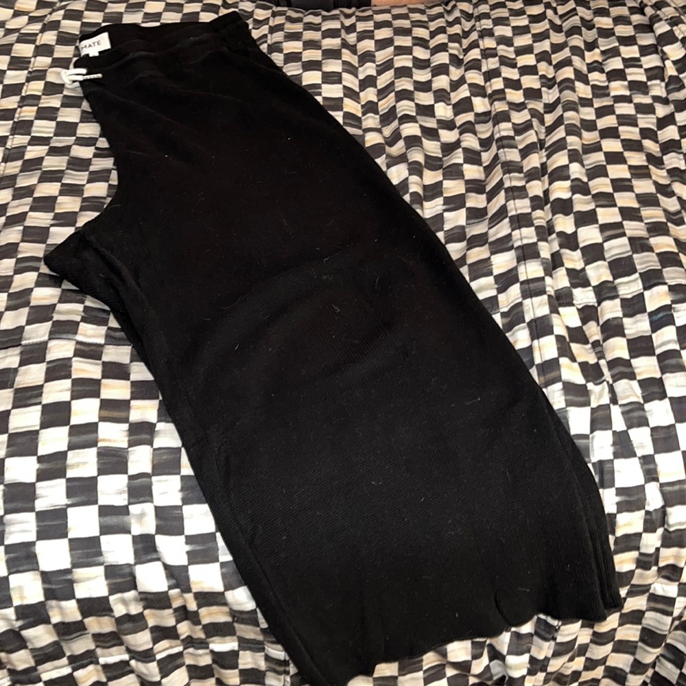 Mate the Label Organic Thermal Wide Leg Pant in black